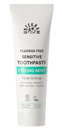 Urtekram Fluoride Free Strong Mint Sensitive Toothpaste 75ml - Penny Brohn Shop