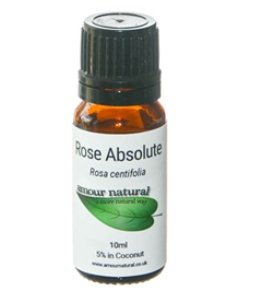 Amour Natural Rose Absolute (Rosa damascena) Dilute 5% in Coconut Oil 10ml - Penny Brohn Shop
