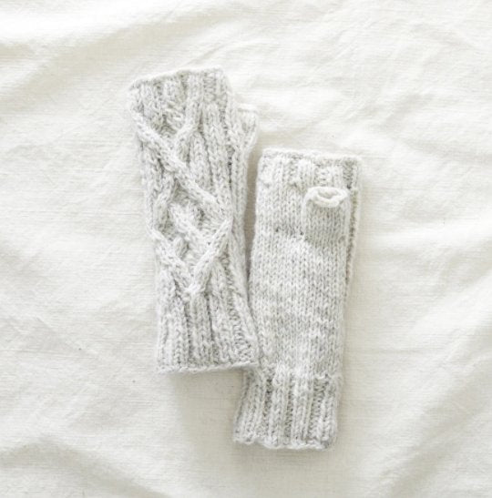 AURA QUE Cable Knit Wool Lined Wristwarmer Gloves - Cream - Penny Brohn Shop
