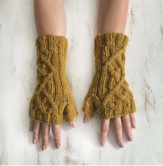 AURA QUE Cable Knit Wool Lined Wristwarmer Gloves - Dark Grey - Penny Brohn Shop